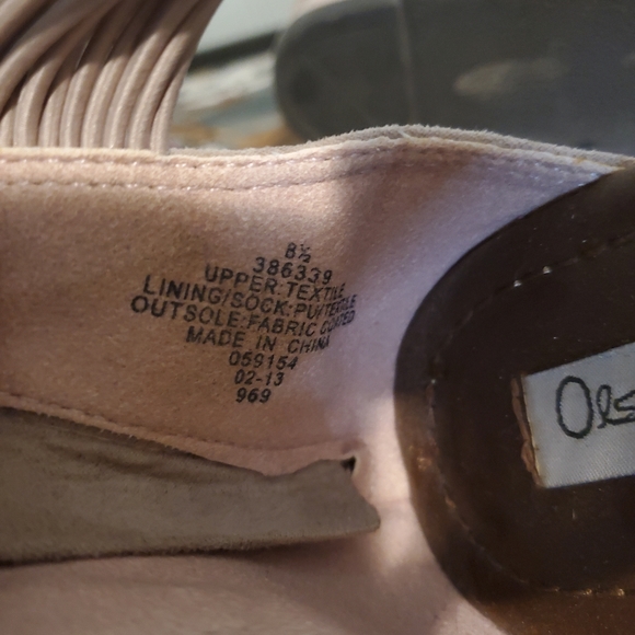 Rhinestoned Beige Sandals T Strap Zip Up Neutral Gold Silver US 8.5 - Picture 7 of 11